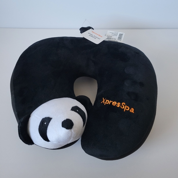 XpresSpa Accessories Panda Kids Size Travel Neck Pillow With Carry